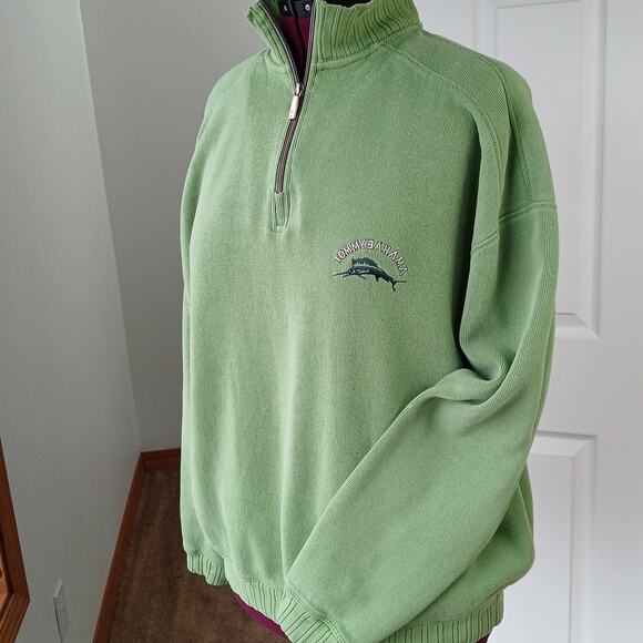 Tommy Bahama Green Sailfish Crest Logo Half-Zip Sweatshirt Mens XL cotton VTG - Picture 2 of 16